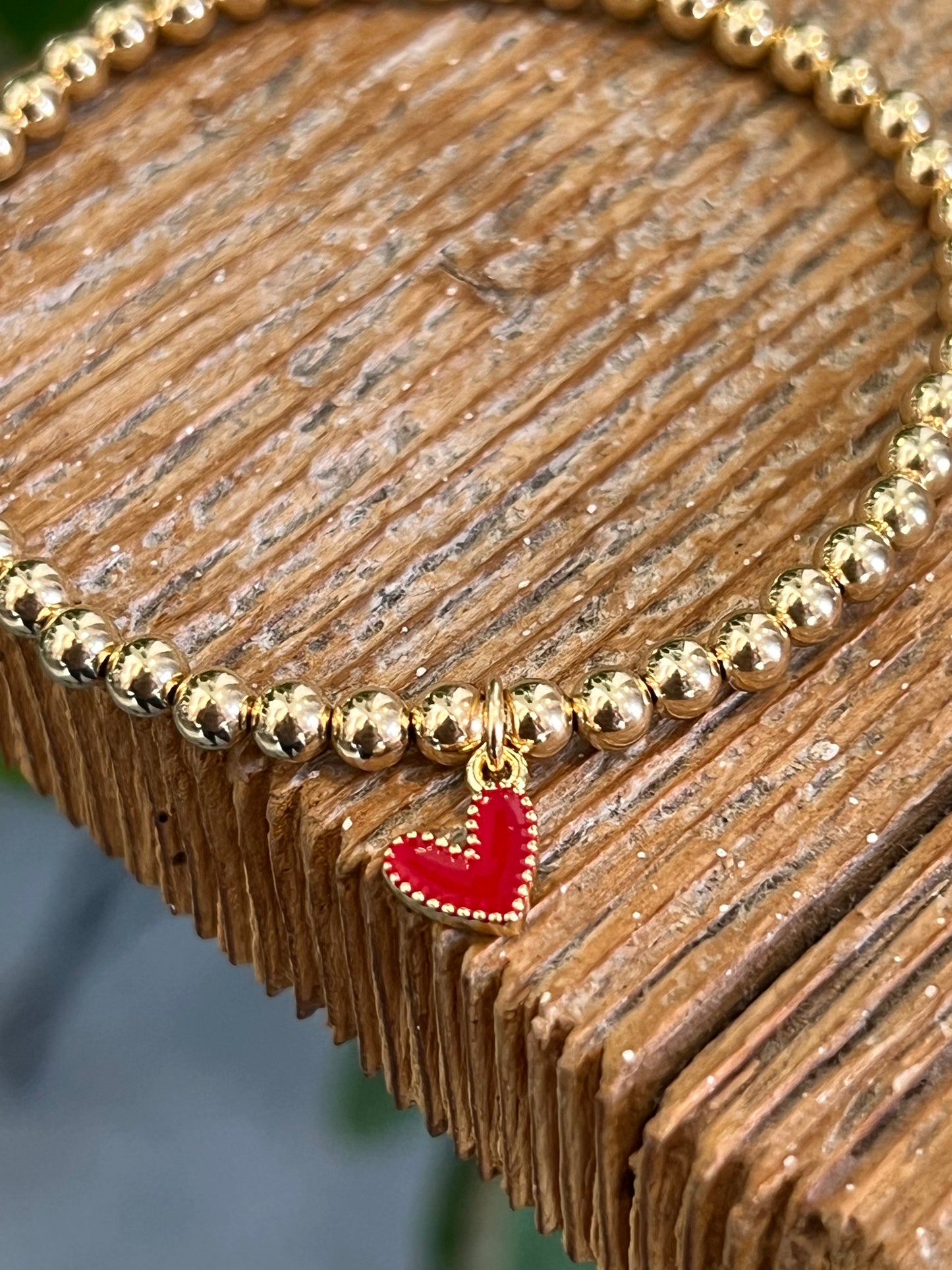 Red Enamel Heart Charm Bracelet