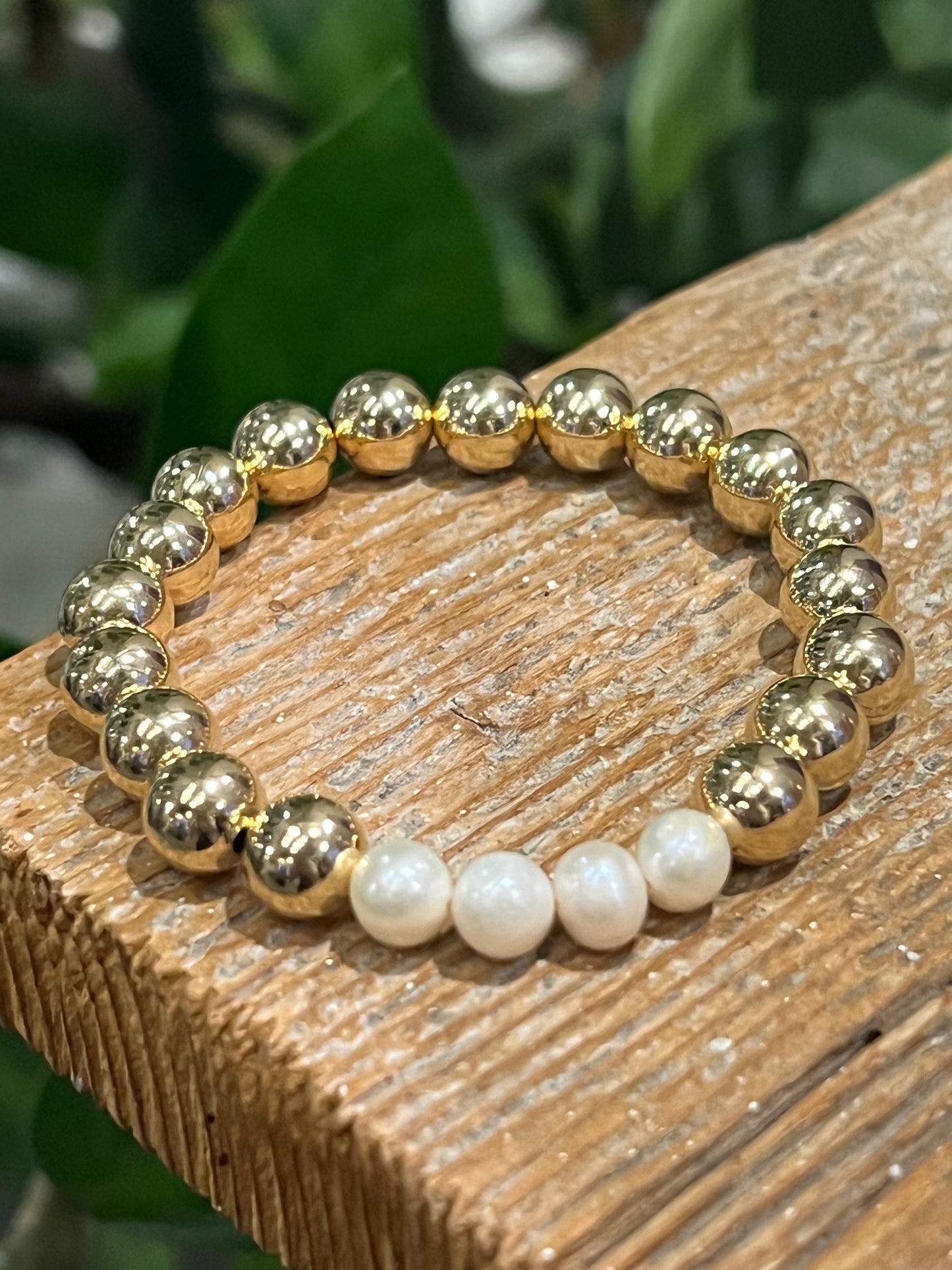 Four Pearls of Wisdom - 8mm Gold Filled Beaded Bracelet