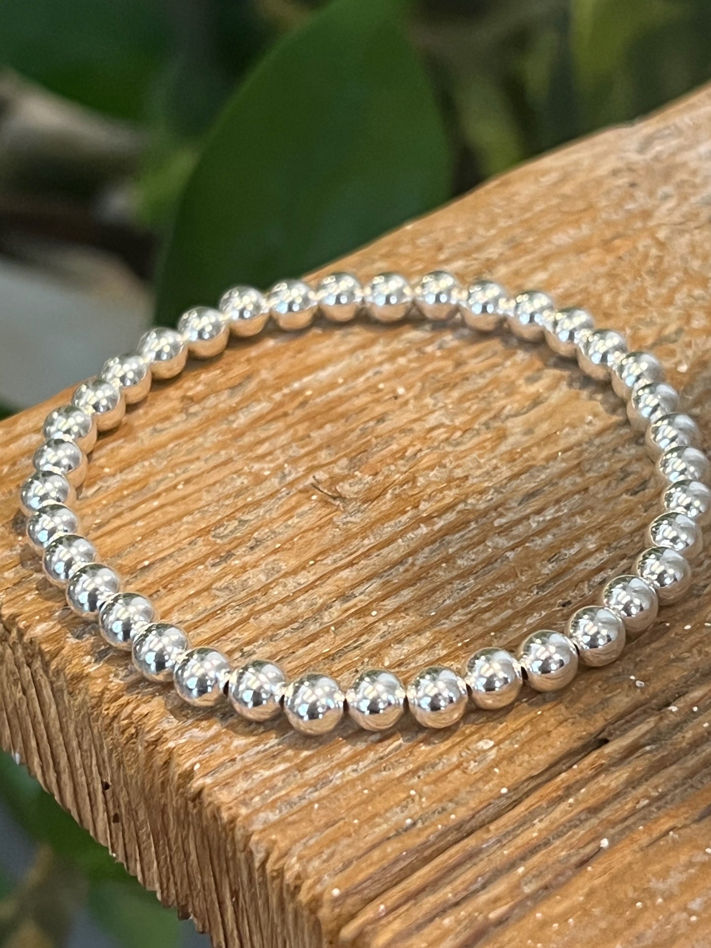 Classic 5mm Sterling Silver Beaded Bracelet
