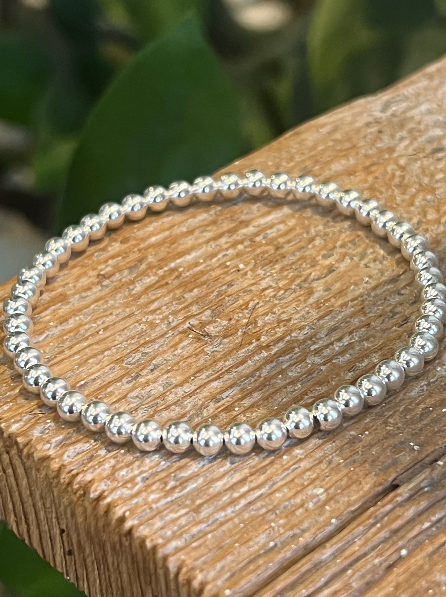 Classic 4mm Sterling Silver Beaded Bracelet