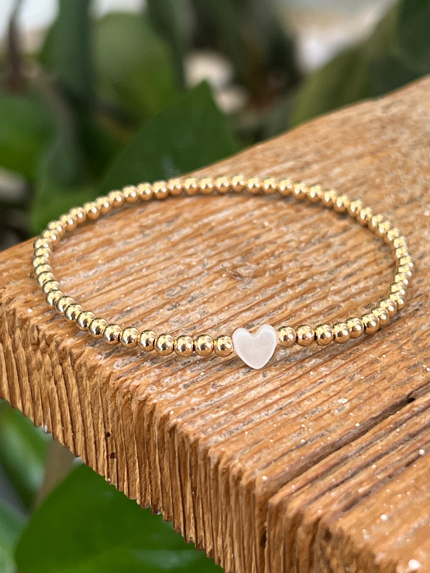 Freshwater Pearl Heart Beaded Bracelet 3mm