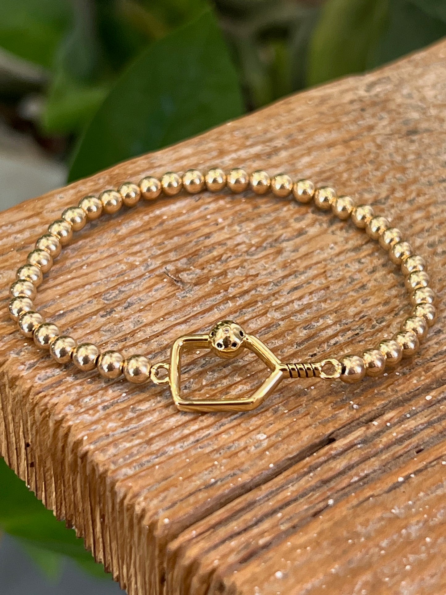 Pickelball Paddle Charm Connector on 4mm Beaded Bracelet