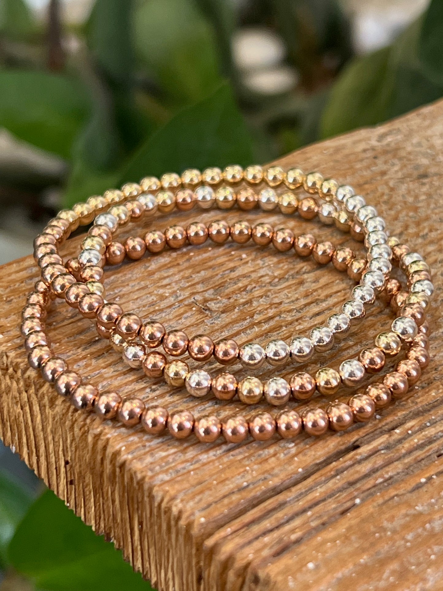 Classic 4mm Rose Gold Beaded Bracelet
