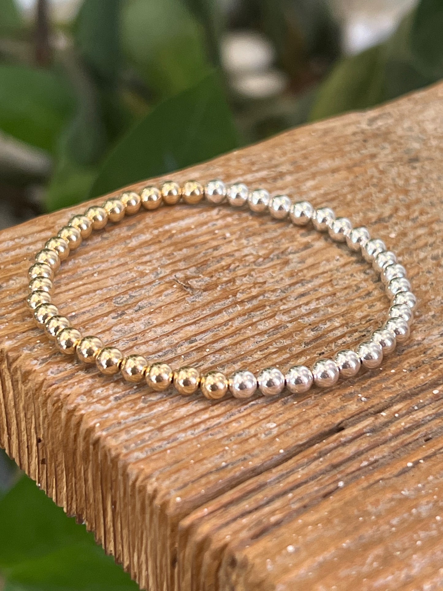 Mixed Metal 4mm Half and Half Silver and Gold