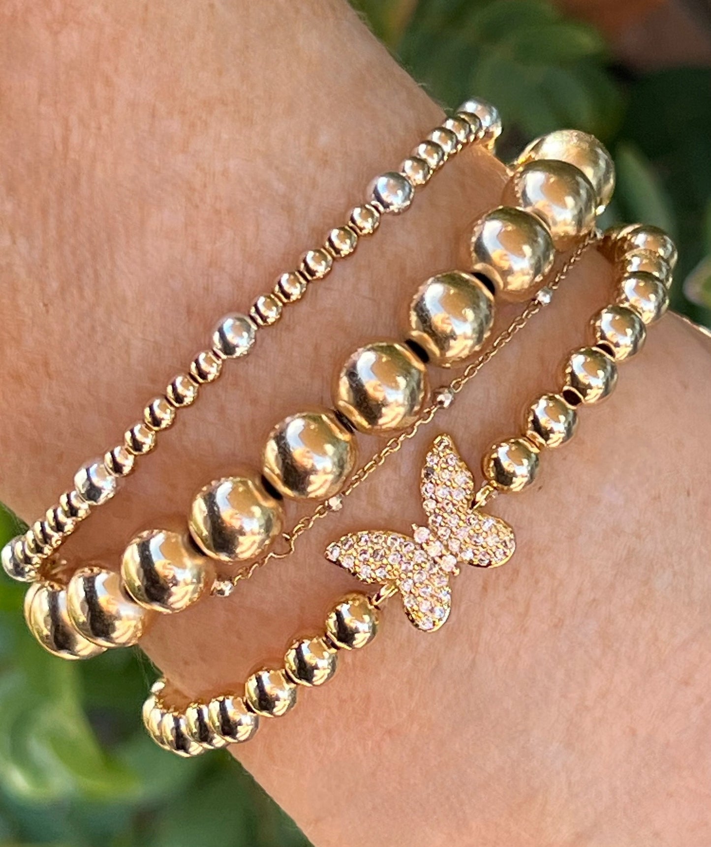 CZ Butterfly 5mm Beaded Bracelet