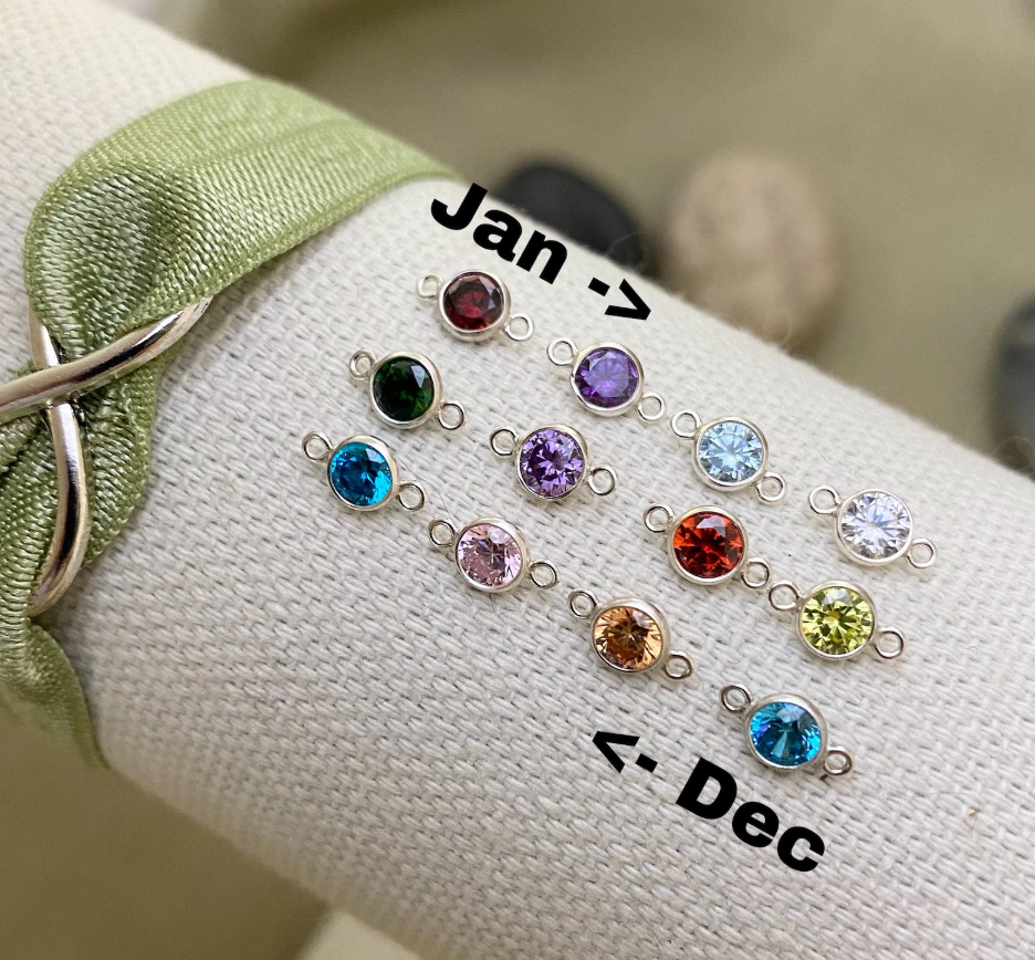 Birthstone 4mm Beaded Bracelet Sterling Silver