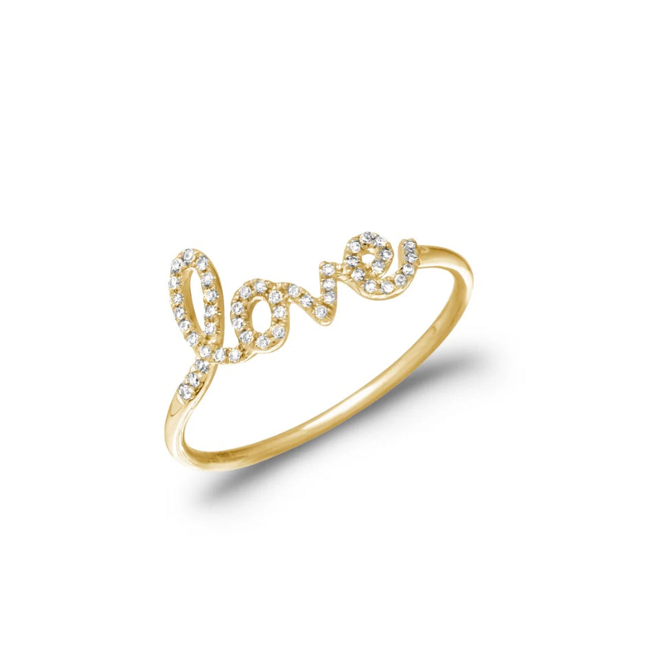 14K Gold Diamond Love Ring
