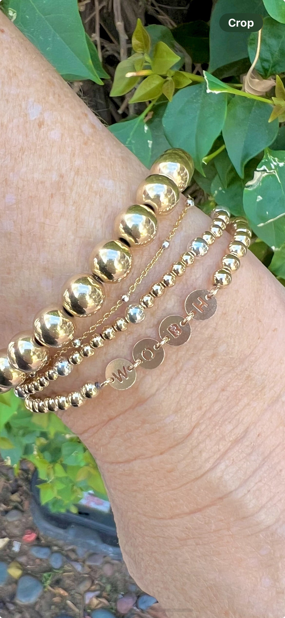 4mm Gold Filled Beaded Bracelet with Round Connected Letters