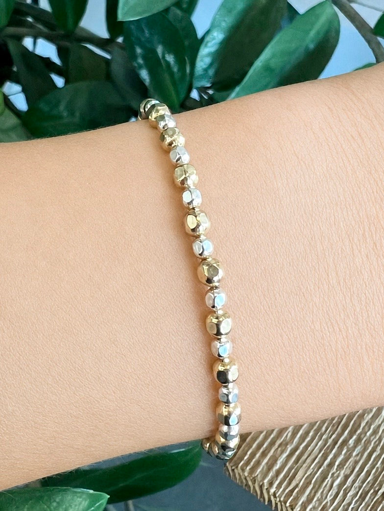 Mixed Metal Faceted 4mm Gold Filled /3mm Sterling Silver (1/1) Bracelet