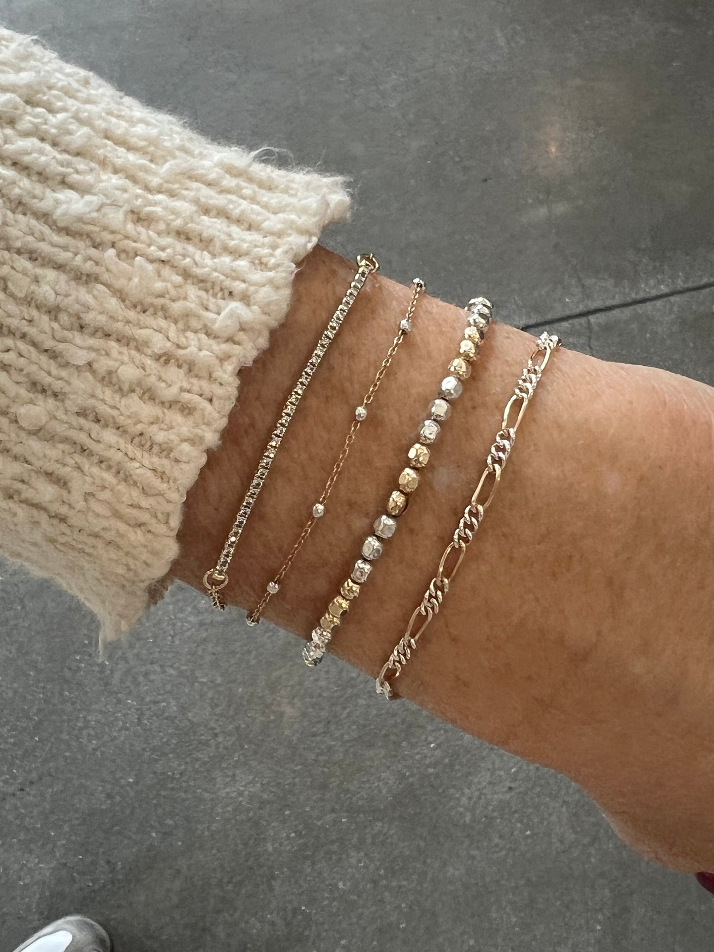 Faceted 3mm 3/3 Mixed Metal Bracelet