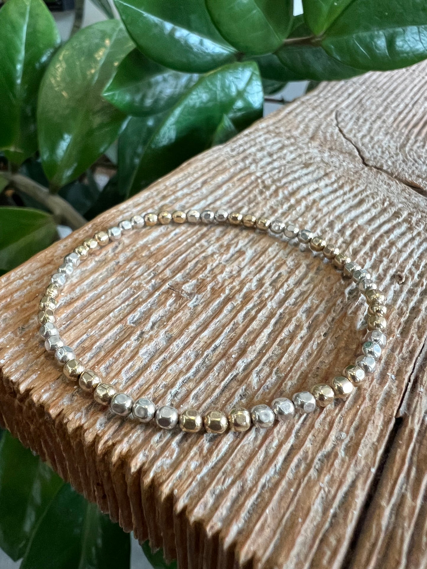 Faceted 3mm 3/3 Mixed Metal Bracelet