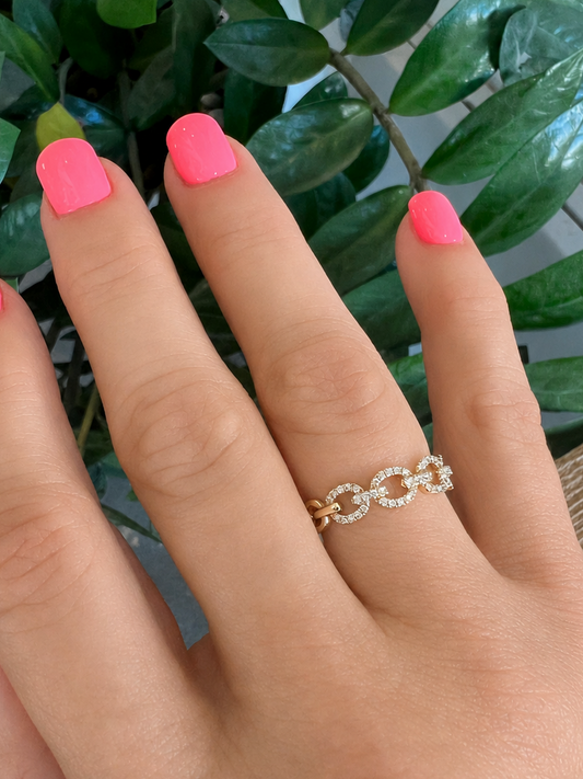 14k Gold Link Diamond Ring