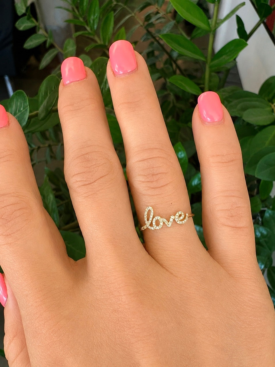 14K Gold Diamond Love Ring