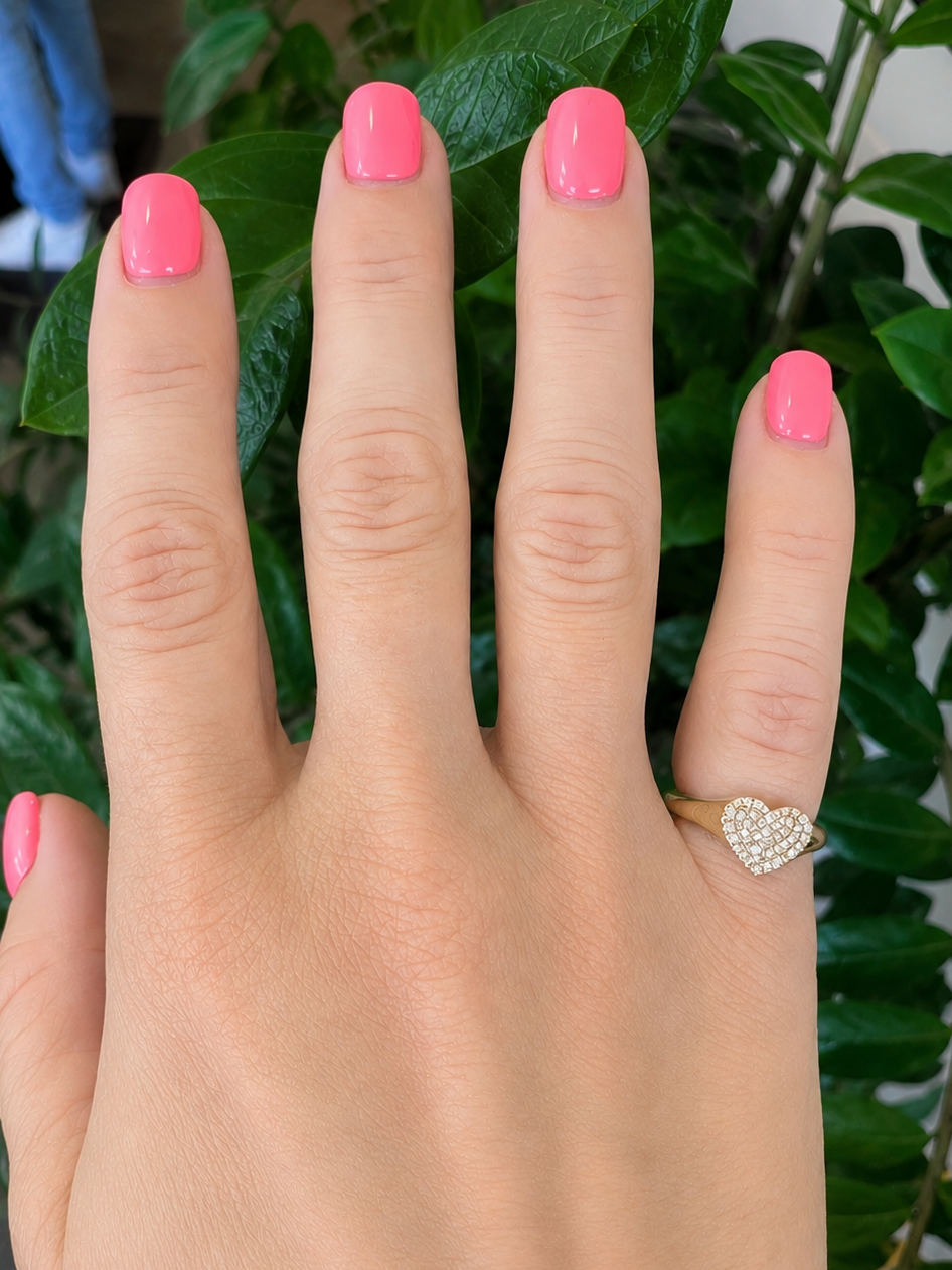 14K Gold Diamond Heart Pinky Ring