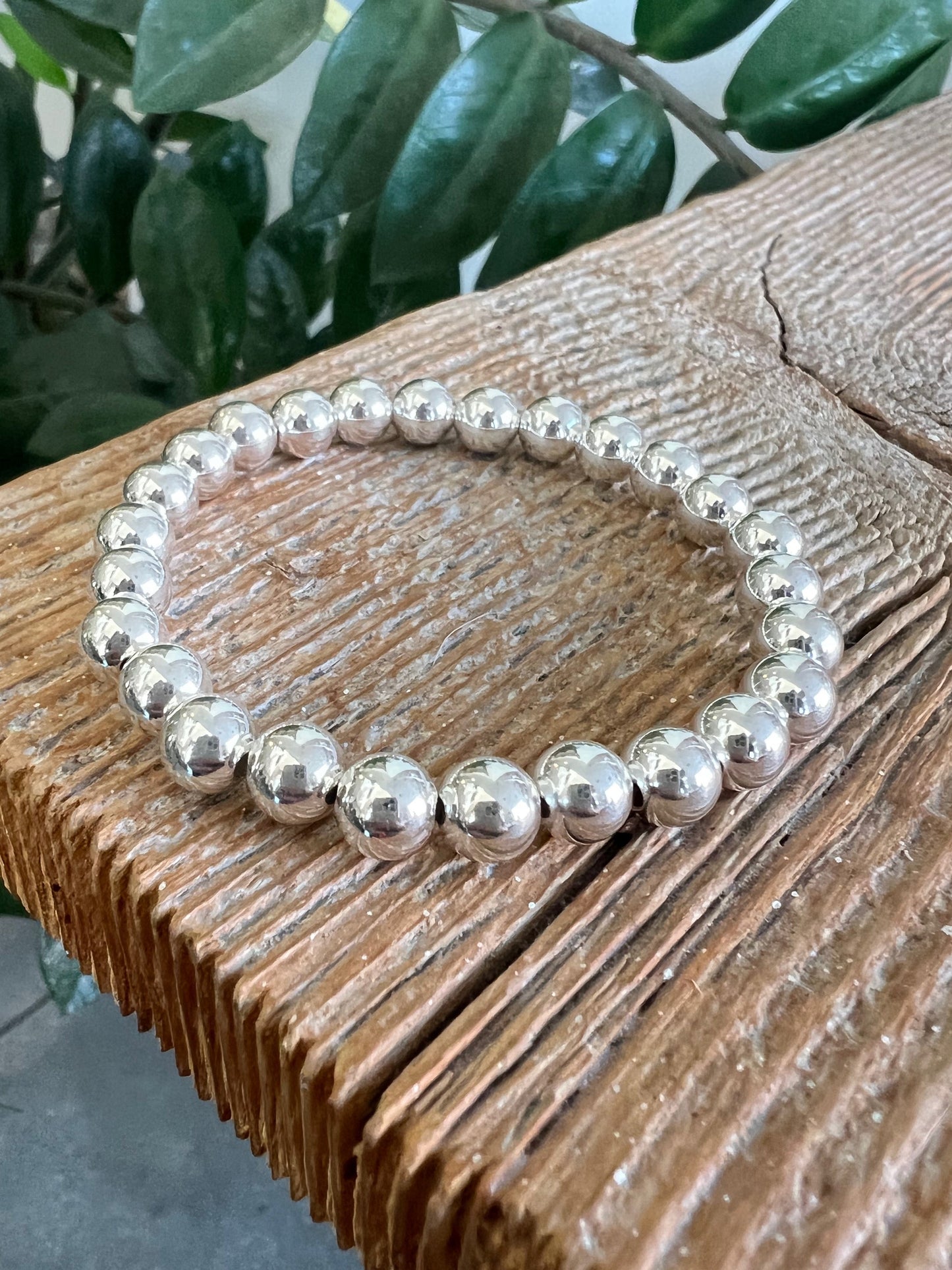 Classic 7mm Sterling Silver Beaded Bracelet
