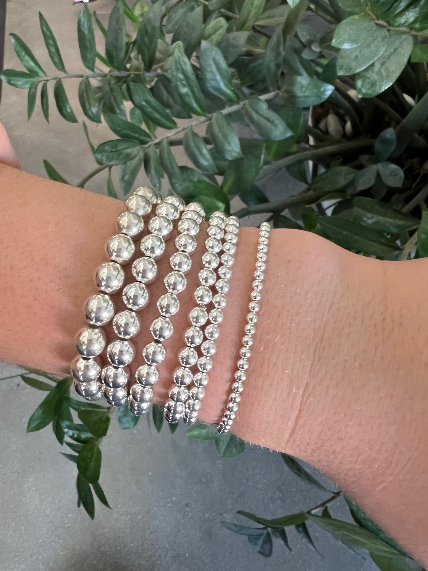 Classic 7mm Sterling Silver Beaded Bracelet