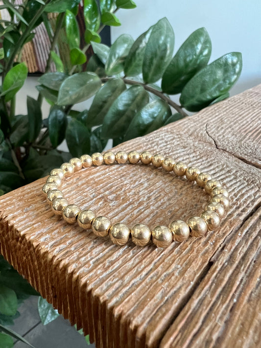 Classic 6mm Gold Filled Beaded Bracelet