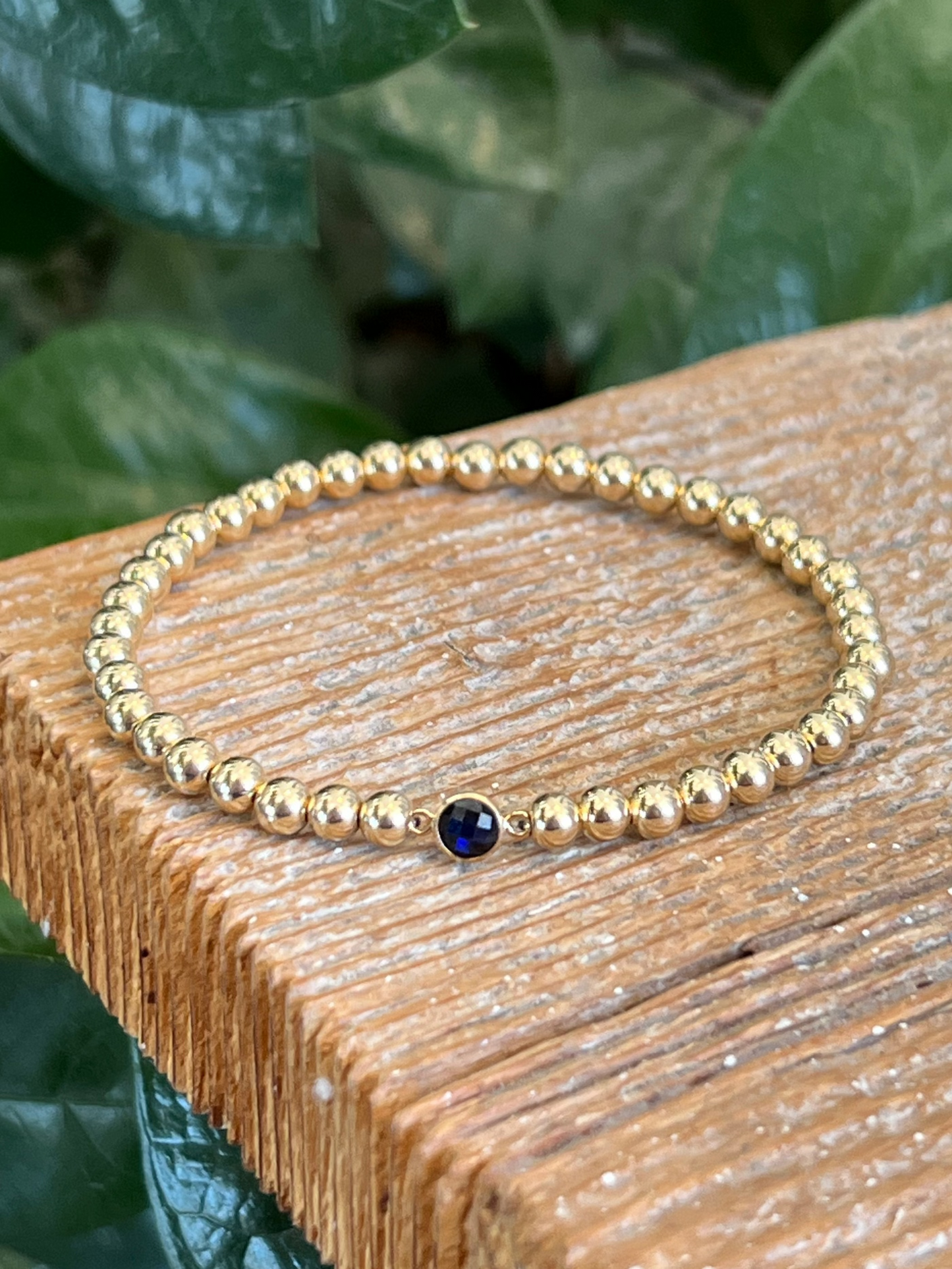 Birthstone 4mm Beaded Bracelet Gold FIlled