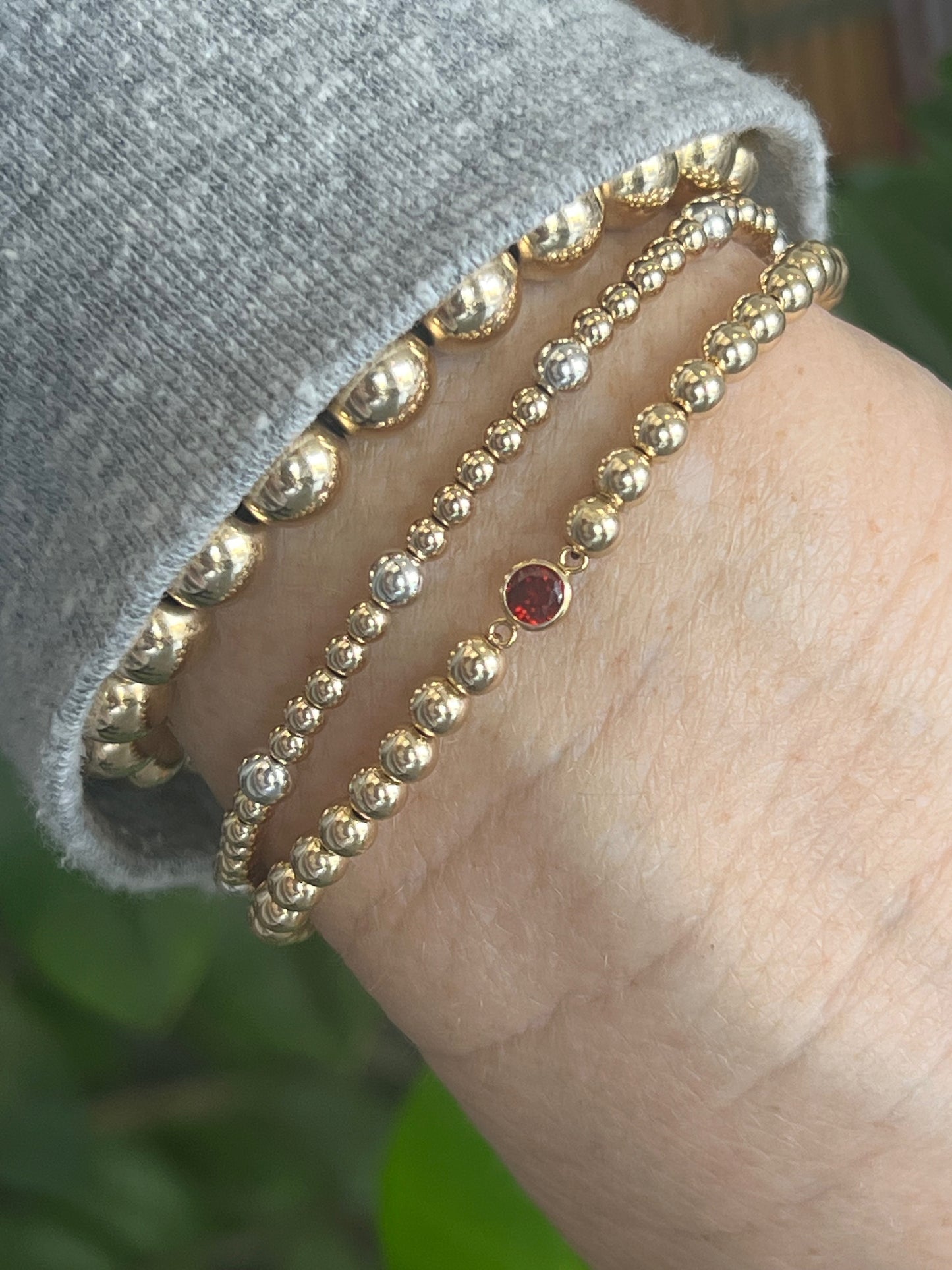 Birthstone 4mm Beaded Bracelet Gold FIlled