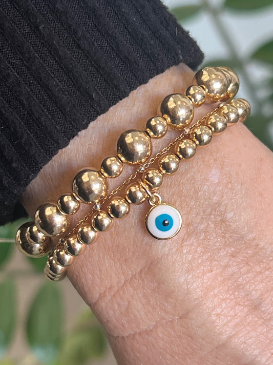 Evil Eye Charm on 5mm Beaded Bracelet