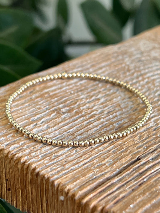 Classic 2mm Gold Filled Beaded Bracelet