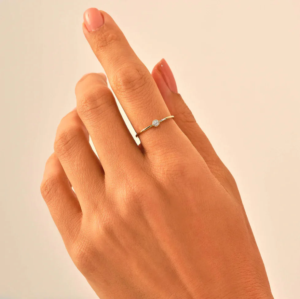 2mm Clear CZ Solitaire Ring