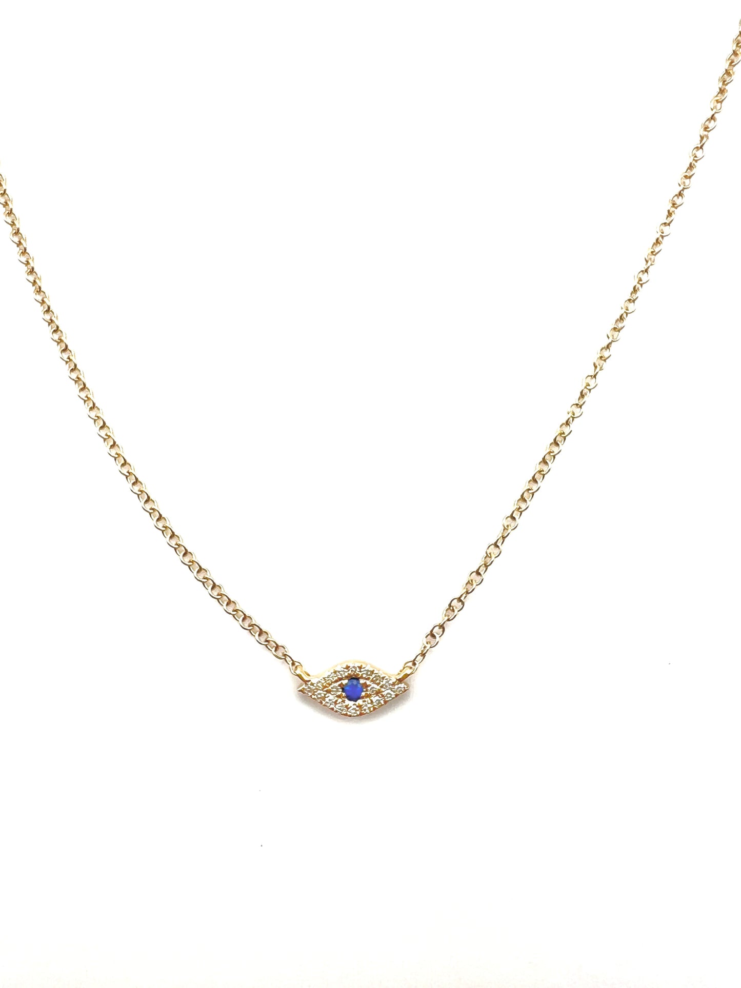 14KY Gold Pave Diamond Evil Eye Necklace