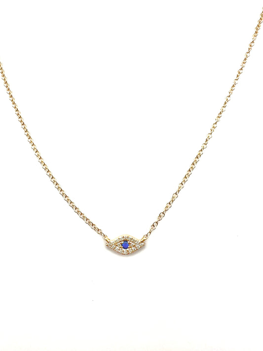 14KY Gold Pave Diamond Evil Eye Necklace
