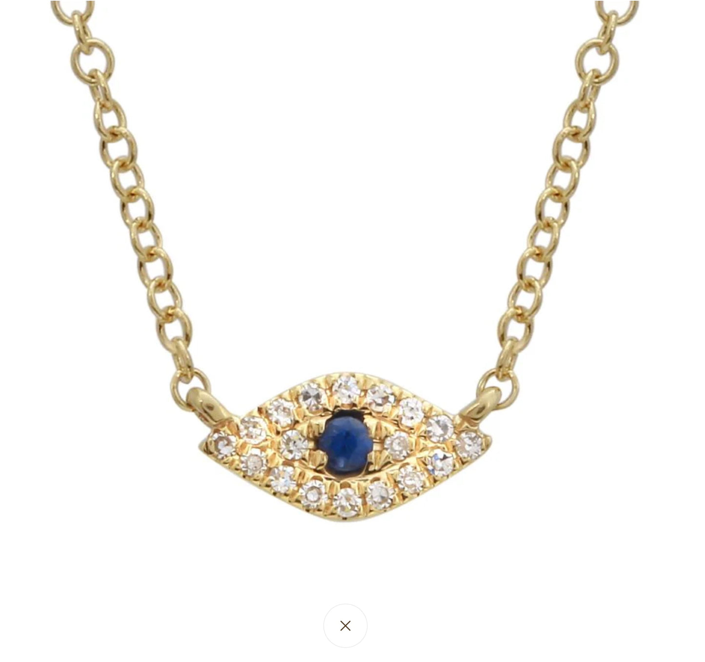 14KY Gold Pave Diamond Evil Eye Necklace