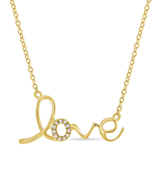14KY Gold Love Necklace Diamond O